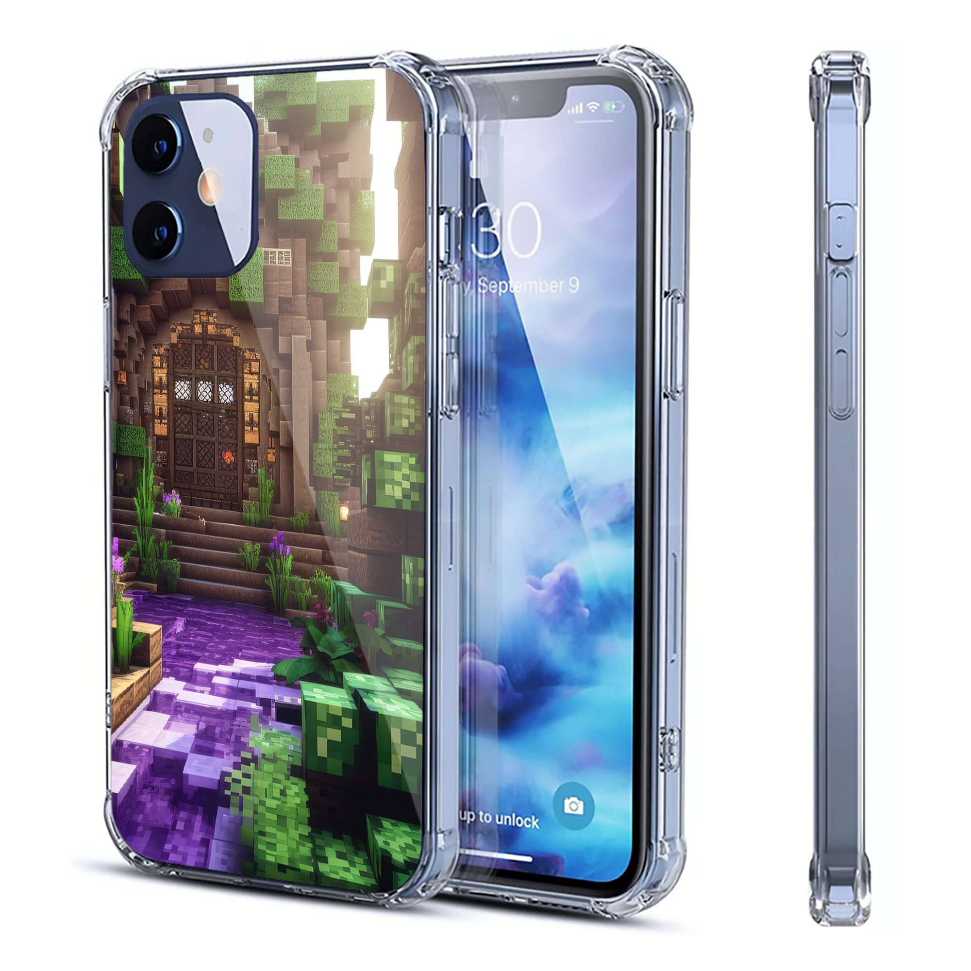 （画像用） マインクラフト ブロックの世界 Minecraft MC Block world 【iPhone 12シリーズ対応】透明スマホケース（クリアソフトケース）